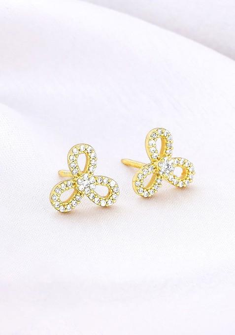 Indya X Giva 925 Sterling Silver Gold Plated Zircon Studded Contemporary Studs