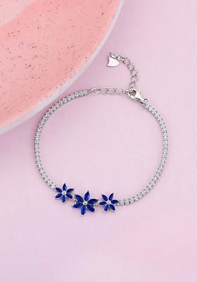 Indya X Giva Rhodium Plated Sterling Silver Link Bracelet