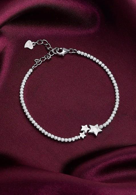 Indya X Giva Sterling Silver Rhodium Plated Link Bracelet