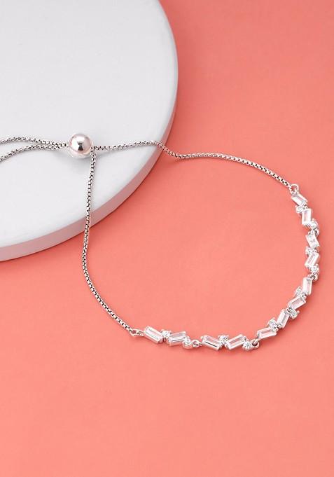 Indya X Giva Rhodium Plated 925 Stone Studded Sterling Silver Bracelet