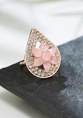 Rose Gold Plated Cubic Zirconia Studded Finger Ring
