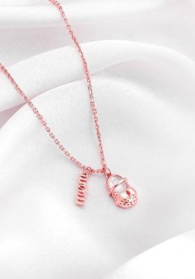 Indya X Giva 925 Sterling Silver Rose Gold Plated Stone Studded Moms Path Pendant With Chain