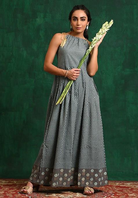 Polka Dot Printed Maxi Dress