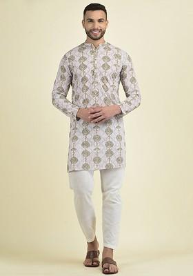 Ethnic Motifs Printed Regular Thread Work Kurta With Pyjamas