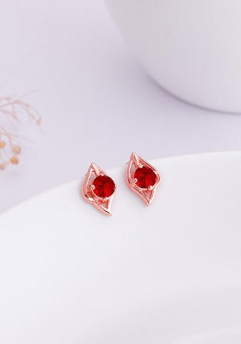 Indya X Giva 925 Sterling Silver Rose Gold Plated Stone Studded Stud Earrings