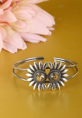 Silver-Plated German Silver Oxidised Cuff Bracelet