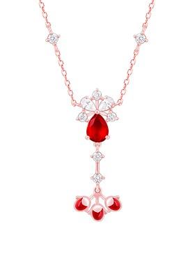 Indya X Giva Sterling Silver Rose Gold Plated Cz Studded Necklace