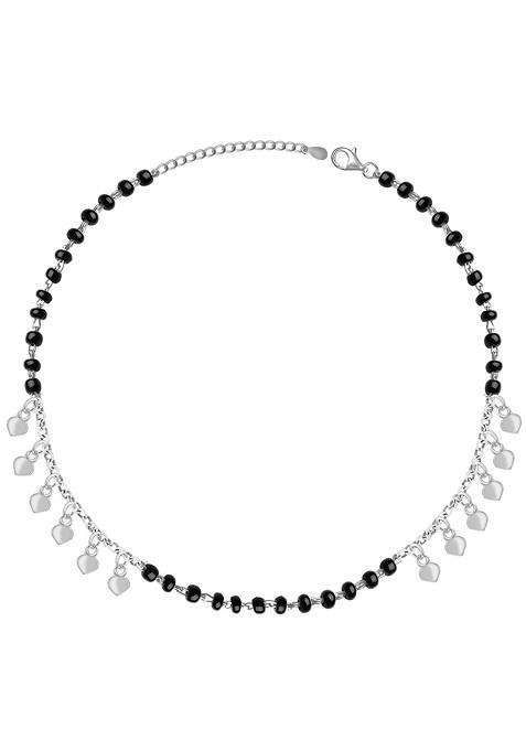 Indya X Giva 925 Sterling Silver Rhodium Plated Bead Anklet