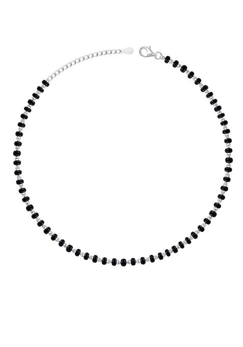 Indya X Giva 925 Sterling Silver Rhodium Plated Bead Anklet