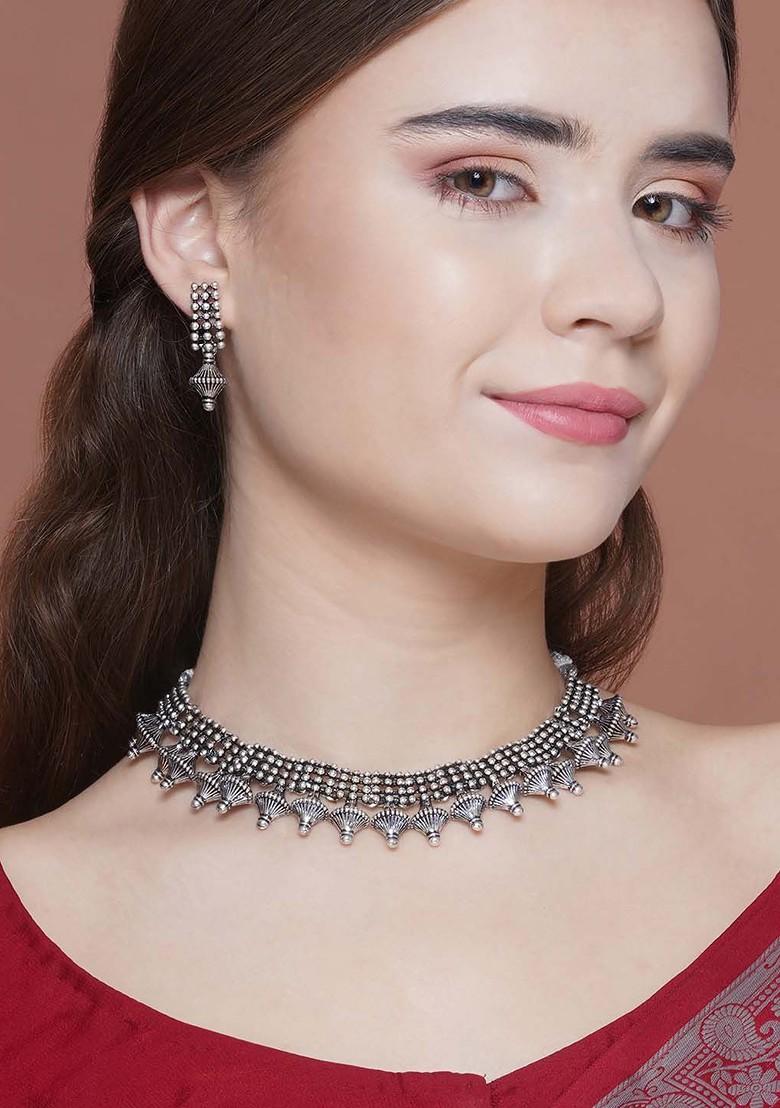 Silver Plated Oxidised Jewellery Set