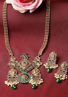 Gold Plated Artificial Stone Stud Jewellery Set