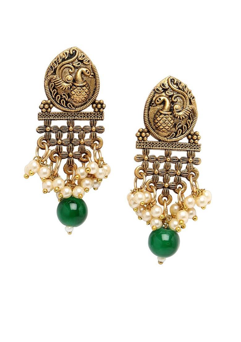 Gold Plated Artificial Stone Stud Jewellery Set