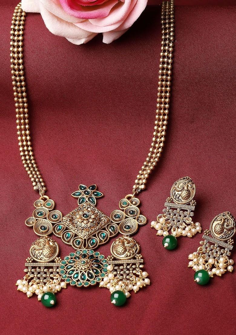 Gold Plated Artificial Stone Stud Jewellery Set