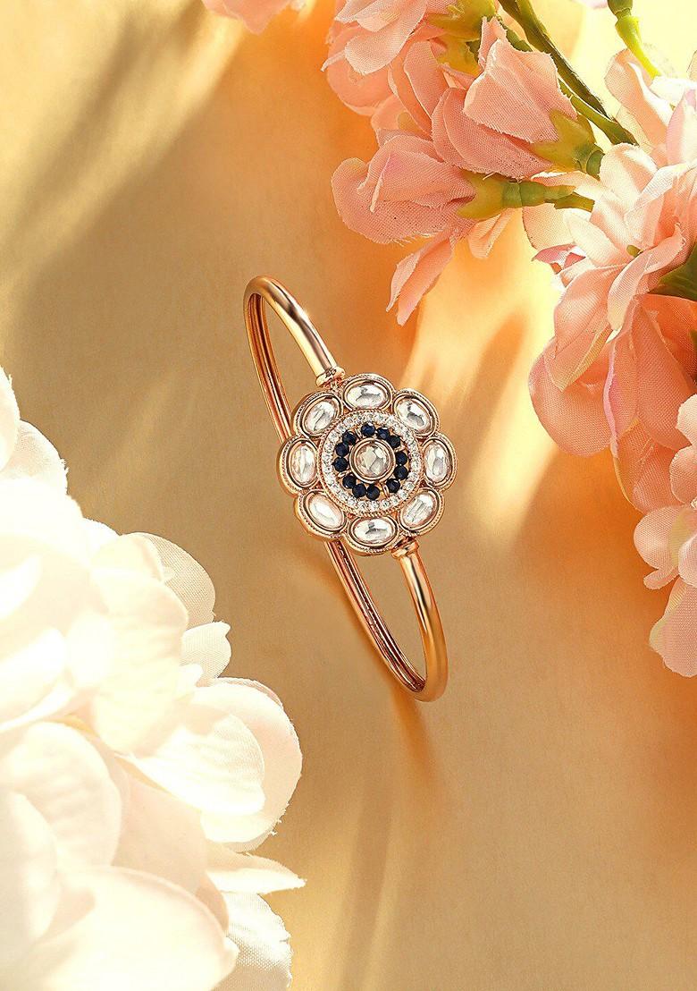 Rose Gold Plated Cubic Zirconia Studded Charm Bracelet