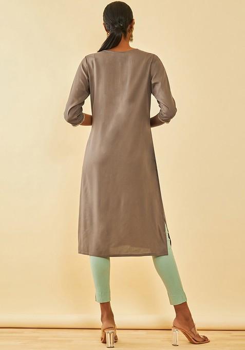 Men Ethnic Motifs Yoke Design Thread Work Kurta
