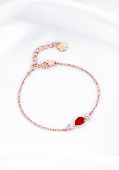 Indya X Giva Rose Gold Plated Stone Studded Sterling Silver Charm Bracelet