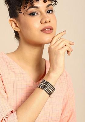 Women Silver-Plated Cuff Bracelet