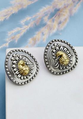 Silver Plated Peacock Shaped Studs Earrings