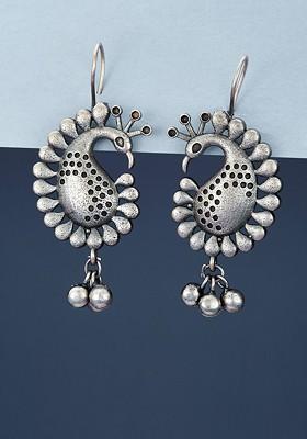 Silver Plated Paisley Shaped Drop Earrings