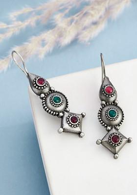 Silver Plated Contemporary Drop Earrings