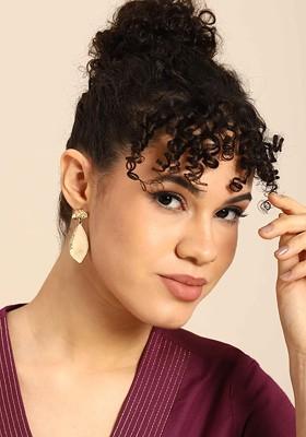 Women Gold-Plated Teardrop Shaped Drop Earrings