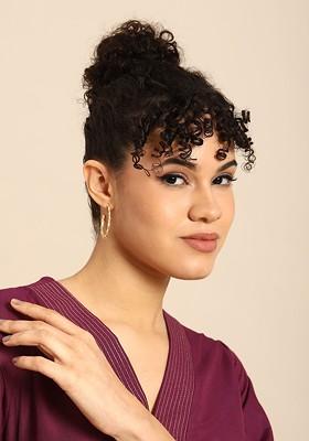 Women Gold-Plated Circular Half Hoop Earrings