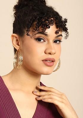 Women Gold-Plated Circular Hoop Earrings