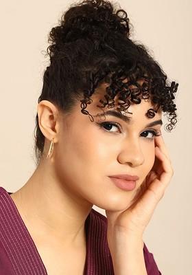 Women Gold-Plated Circular Half Hoop Earrings