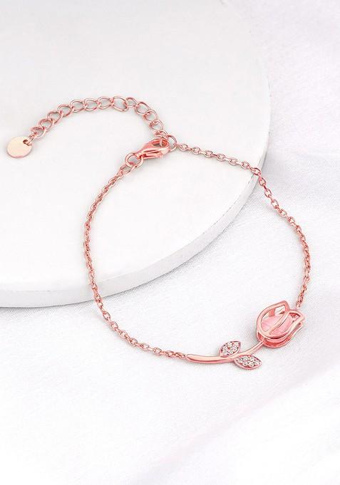 Indya X Giva 925 Sterling Silver Rose Gold Plated Charm Bracelet