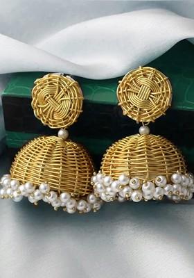 Gold Plated Beaded Classic Jhumkas