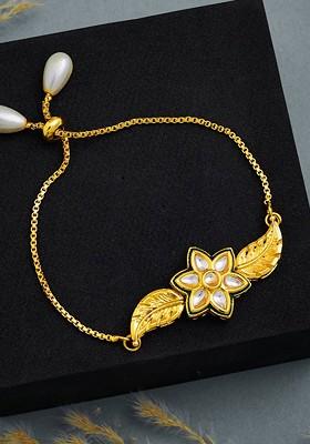 Gold Plated Kundan Charm Bracelet