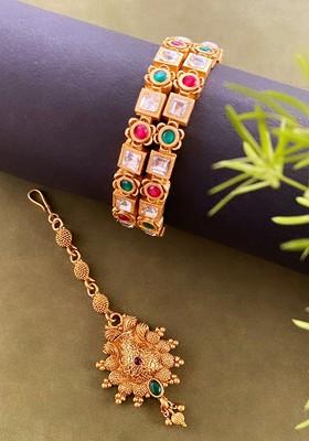 Gold Plated Stones Studded Jewellery Set