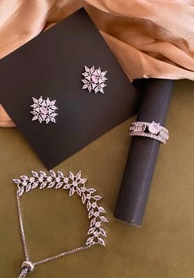 Silver Plated CZ Studded Jewellery Set