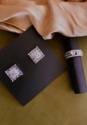 Pack Of 2 Silver Plated Cubic Zirconia Stone Studded Jewellery Set