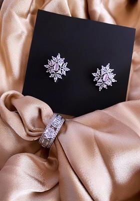 Silver Plated CZ Studded Jewellery Set