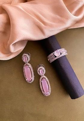 Silver Plated CZ Studded Jewellery Set