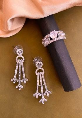 Silver Plated CZ Studded Jewellery Set