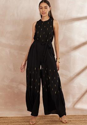 Black Printed Basic Jumpsuit