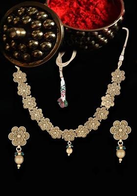 24CT Gold-Plated Stone Studded Jewellery Set