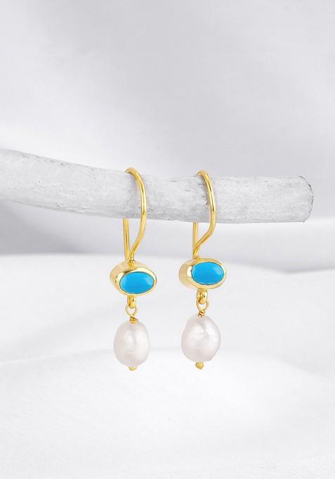 Indya X Giva Gold Plated 925 Sterling Silver Contemporary Drop Earrings