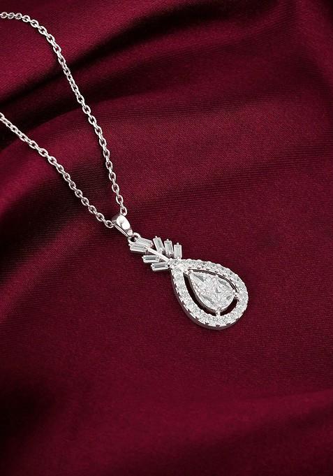 Indya X Giva Rhodium Plated 925 Sterling Silver Pendants With Chains