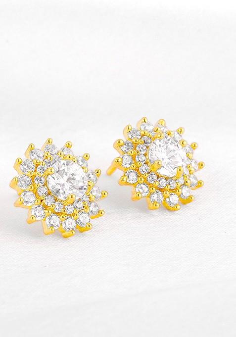 Indya X Giva Gold Plated 925 Sterling Silver Contemporary Studs