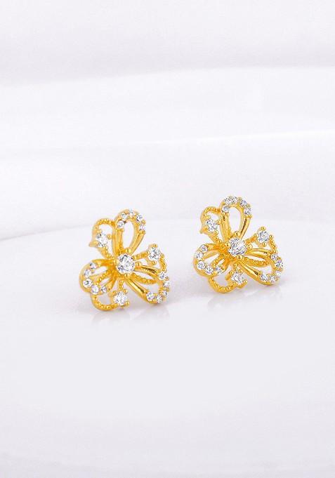 Indya X Giva Gold Plated 925 Sterling Silver Zircon Contemporary Studs