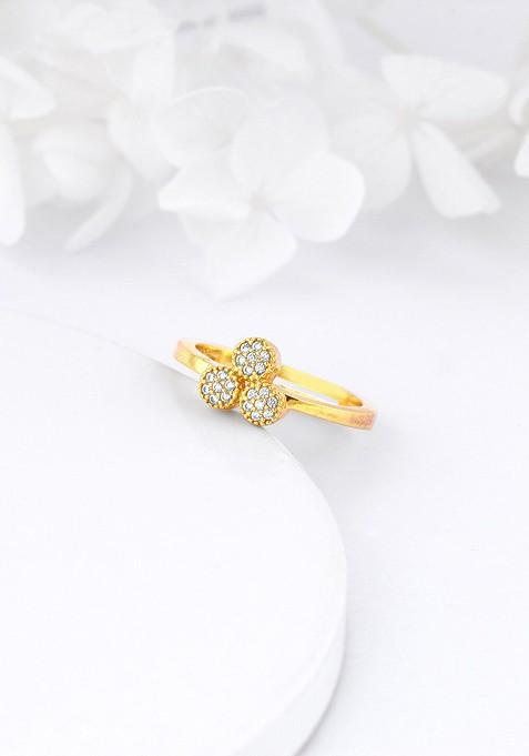 Indya X Giva Gold Plated 925 Sterling Silver Cubic Zirconia Studded Finger Ring