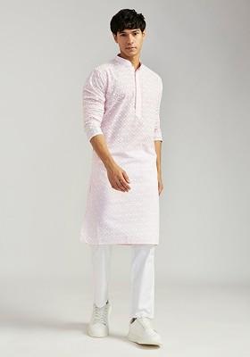 Ethnic Motifs Embroidered Regular Chikankari Kurta With Pyjama