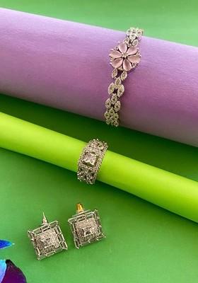 Silver Plated Cubic Zirconia Studded Jewellery Set