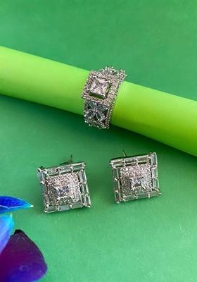Silver Plated Cubic Zirconia Studded Jewellery Set