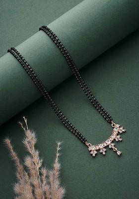 Rose Gold Plated Cubic Zirconia Stones Studded and Beads Mangalsutra