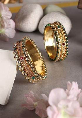 Set Of 2 Gold Plated CZ Stone Studded Bangles