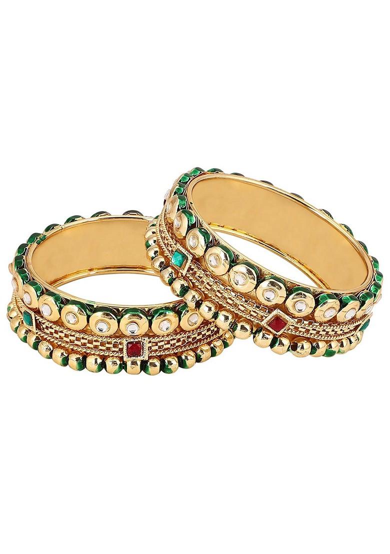 Set Of 2 Gold Plated CZ Stone Studded Bangles